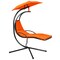 Hanging Chaise Lounge Chair with Canopy Cushion Steel Frame for Outdoor Indoor